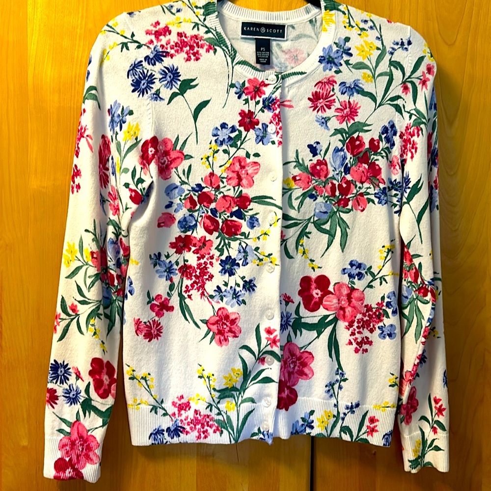Karen Scott Petite Floral Cardigan